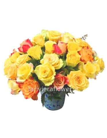 Bouquet con rose giallo e arancio » Fiori a Caserta ...