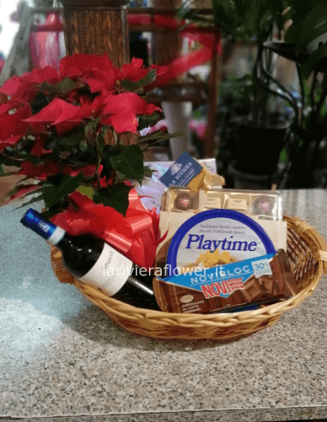 Cesto con vino Valpolicella o simile